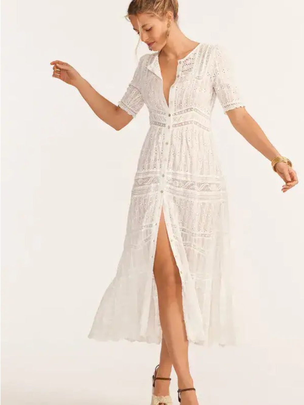 LoveShackFancy Medina Victorian Maxi Dress True White 2